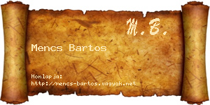 Mencs Bartos névjegykártya